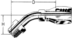 Steel Reusable 1 Wire Braid Reduced Bore Fittings, SAE Male Inverted Flare, 45 deg Elbow