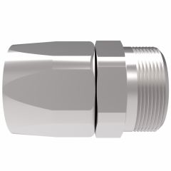 Global TTC 1 & 2 Wire Braid Steel Crimp Fitting, 1-1/2-11-1/2 Male NPT, -24 Hose, Straight