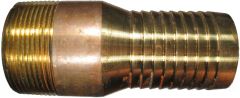 Brass Medium Shank Combination Nipple, 1.25 Inch Hose ID To 1-1/4 Inch Male NPT