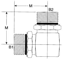 Steel Adapter, 7/16-20 Male SAE O-Ring Boss (Straight Thread O-Ring) To 7/16-20 Male SAE O-Ring Boss (Straight Thread O-Ring), 90 deg Elbow