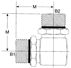 Steel Adapter, 3/4-16 Male SAE O-Ring Boss (Straight Thread O-Ring) To 3/4-16 Male SAE O-Ring Boss (Straight Thread O-Ring), 90 deg Elbow
