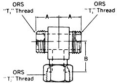 Steel Adapter, 9/16-18 Male SAE O-Ring Face Seal Run To 9/16-18 Female SAE O-Ring Face Seal Branch, Tee