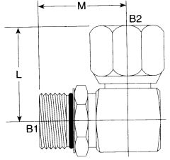 Steel Adapter, 3/4-16 Male SAE O-Ring Boss (Straight Thread O-Ring) To 3/4-16 Female JIC 37 deg Flare Swivel, 90 deg Elbow