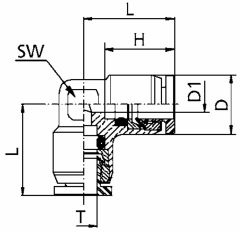 Brass Push Tube Fitting, 0.50 Inch Tube OD Union Elbow