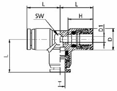 Brass Push Tube Fitting, 0.31 Inch Tube OD Union Tee