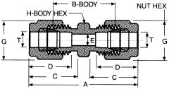 Stainless Steel Duolok Tube Fitting, 0.38 Inch Tube OD Union