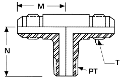 Stainless Steel Adapter, 3/4-14 Male NPT Branch To 1-1/16-12 Male JIC 37 deg Flare Run, Tee