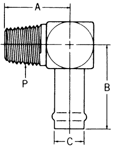 Steel Adapter, 1/2-14 Male NPT To 0.50 Hose Barb, 90 deg Elbow