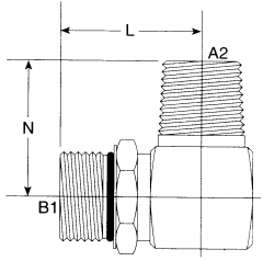 Steel Adapter, 3/4-16 Male SAE O-Ring Boss (Straight Thread O-Ring) To 1/2-14 Male NPT, 90 deg Elbow