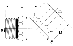 Steel Adapter, 3/4-16 Male SAE O-Ring Boss (Straight Thread O-Ring) To 3/4-16 Female JIC 37 deg Flare Swivel, 45 deg Elbow