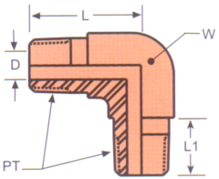Stainless Steel Adapter, 1/4-18 Male NPT To 1/4-18 Male NPT, 90 deg Elbow