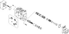 Work module, 11.8 GPM pressure compensated, hydraulic proportional control (IP) + manual control (NL), double acting cylinder spool, work port valves plugged (PRA.PRB), SAE -10 ports.
