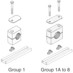 Standard Series Pipe & Tubing Polypropylene Support Clamp, Rail Mountable, Hex Head Bolts With Cover Plate, 25.4 mm mm Size