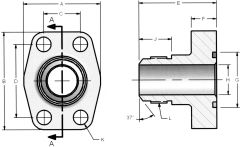 Steel 4-Bolt Flange Adapter, 0.50 Inch Code 61 Flange, O-Ring Half To 3/4-16 Inch Male JIC 37 deg Flare, Straight