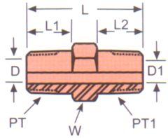 Steel Adapter, 1-11-1/2 Male NPT Run To 1-11-1/2 Female NPT Run & Branch, Tee