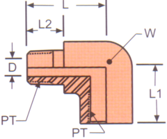 Stainless Steel Adapter, 1-11-1/2 Male NPT To 1-11-1/2 Female NPT, 90 deg Elbow