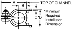 100-200 Series Pipe & Tubing Support Clamp, 1-1/2 inch Tubing, Clamp: Zinc plated steel, Nut: Steel Nylock, Stud / Bolt: Steel weld stud