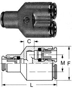 Brass Push>Connect Tube Fitting, 0.25 Inch Tube OD 