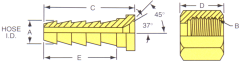 Brass Short Shank Type Fitting, 0.50 Inch Hose ID to 7/8-14 SAE 45 deg Flare, Straight