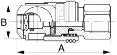 1000/400/500 Series MIL-C-4109 Industrial Interchange Air Swing Coupling, Female Half With Safety Vent, -06 Coupling, 3/8-18 Female NPT