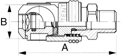1000/400/500 Series MIL-C-4109 Industrial Interchange Air Swing Coupling, Female Half With Safety Vent, -04 Coupling, 1/4-18 Male NPT