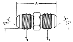 Steel Adapter, 1-1/16-12 Male JIC 37 deg Flare To 9/16-18 Male JIC 37 deg Flare, Straight
