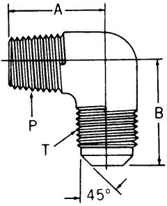 Brass Adapter, 3/4-14 Male NPT To 7/8-14 Male SAE 45 deg Flare, 90 deg Elbow