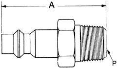 1000/400/500 Series MIL-C-4109 Industrial Interchange Air Quick Disconnect, Male Half, -08 Coupling, 1/2-14 Male NPT