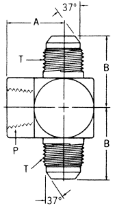 Steel Adapter, 1-1/4-11-1/2 Female NPT Branch To 1-5/8-12 Male JIC 37 deg Flare Run, Tee