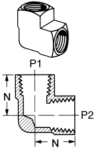 Brass Adapters, Female NPT To Female NPT, 90 deg Elbow