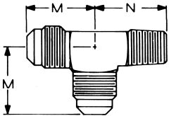 Brass Adapter, 1/4-18 Male NPT Run To 5/8-18 Male SAE 45 deg Flare Run & Branch, Tee