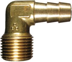 Brass Short Shank Type Fitting, 0.63 Inch Hose ID to 1/2-14 Male NPT, 90 deg Elbow