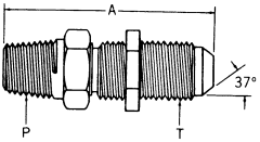 Steel Adapters, Male NPT To Male JIC 37 deg Flare, Straight Bulkhead