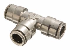 Brass Push>Connect Metric Tube Fitting, 6.00 mm Tube OD Union Tee