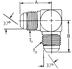 Steel Adapters, Male JIC 37 deg Flare To Male JIC 37 deg Flare, 90 deg Elbow