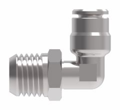 Brass Push>Connect Metric Tube Fitting, 6.00 mm Tube OD To 1/4-19 Male Universal BSPP/BSPT, 90 deg Elbow