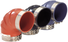 Wet Exhaust 90° Elbow, Molded VHT Blue Silicone 350°F, 3.00 Inch ID,  Inch Clampable OD