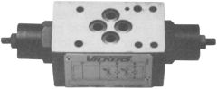 SystemStak Flow Control Valve, NFPA-D03 Size, Dual Meter Out of Work Ports, Standard Needle Control, Screw & Locknut Adjustment