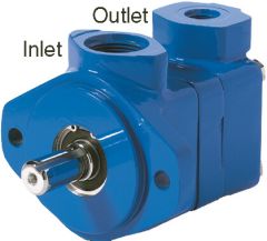 V10 Series Vane Pump, 02 Ring Size, 3/4 Straight Keyed Shaft, NPT Ports, Outlet In-line with inlet ©, CW Rotation