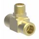 Brass Push>Connect Air Brake Tube Fitting, 0.38 Inch Tube OD Run To 1/4-18 Male NPT Swivel Branch, Tee