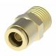 Brass Push>Connect Air Brake Tube Fitting, 0.63 Inch Tube OD To 1/2-14 Male NPT, Straight