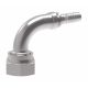 Steel Flat Crimp Fitting, 7/16-20 Female Swivel, -04 Hose, 90 deg Elbow