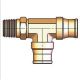 Brass Push-In Tube Fitting, 0.38 Tube OD to 1/4-18 Male NPT Swivel, Run Tee