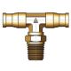 Brass Push-In Tube Fitting, 0.38 Tube OD to 1/4-18 Male NPT Swivel, Branch Tee