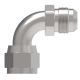 Steel Adapter, 7/16-20 Female JIC 37 deg Flare Swivel To 7/16-20 Male JIC 37 deg Flare, 90 deg Bent Tube (For pressures thru 4 Light Spiral Hose)