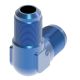 Blue Anodized Aluminum Adapter (AN 821), -06 Male JIC 37 deg Flare To -06 Male JIC 37 deg Flare, 90 deg Elbow