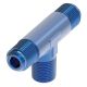 Blue Anodized Aluminum Adapter (AN 825), -06 Male JIC 37 deg Flare Run To Inch Male NPT Branch, Tee