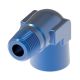 Blue Anodized Aluminum Adapter (AN914), 1/8 Inch Male NPT To 1/8 Inch Female NPT, 90 deg Elbow