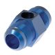 Blue Anodized Aluminum In-Line Fuel Pressure Adapter, -06 Male JIC 37 deg Flare Run To 1/8 Inch Female NPT Branch, Tee