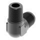 Black Anodized Aluminum Adapter, -08 Male JIC 37 deg Flare To 1/2 Inch Male NPT, 90 deg Elbow